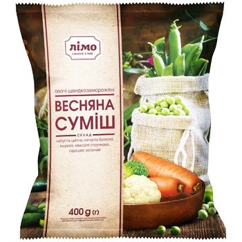 Суміш овочів Весняна морожена 400г ТМ Лімо