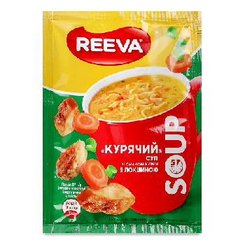 Курячий суп зі смаком курки з локшиною 17г ТМ REEVA