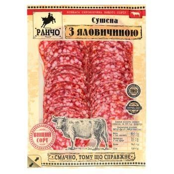 Ковбаса Сушена з яловичиною с/к в/г 75г нарізка ТМ Ранчо